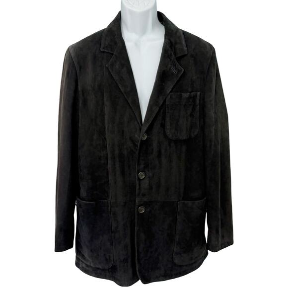 Ermenegildo Zegna Black Suede Leather Single Breasted Blazer sz 48 IT / 38 S US - Picture 1 of 16